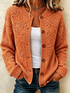 Women Floral Long Sleeve Crew Neck Casual Spring/Fall Cardigan Outerwear