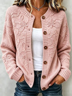 Women Floral Long Sleeve Crew Neck Casual Spring/Fall Cardigan Outerwear