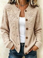 Women Floral Long Sleeve Crew Neck Casual Spring/Fall Cardigan Outerwear